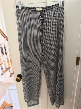 EUC ANTHROPOLOGIE Women’s Black & White Wide-Leg Drawstring Knit Cover Up Pants
